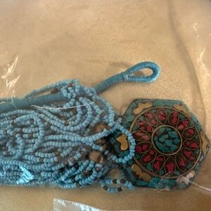 Multistrand Beaded Necklace with Mosaic Medallion